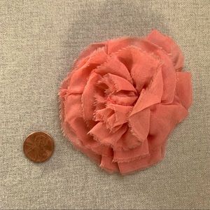Handmade silk coral cabbage rose pin